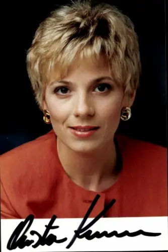 Autogrammkarte Moderatorin Christa Kummer, Portrait, Autogramm
