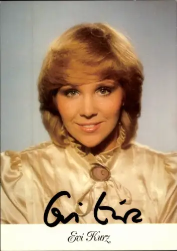 Autogrammkarte Moderatorin Evi Kurz, Portrait, Autogramm