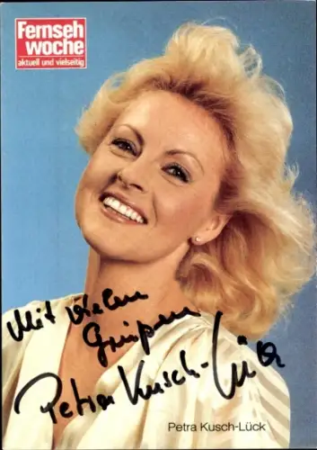 Autogrammkarte Moderatorin Petra Kusch Lück, Portrait, Autogramm