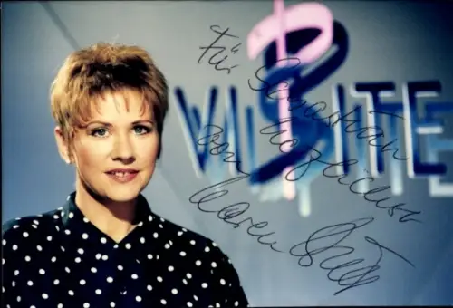 Autogrammkarte Moderatorin Karen Kruse, Portrait, Autogramm