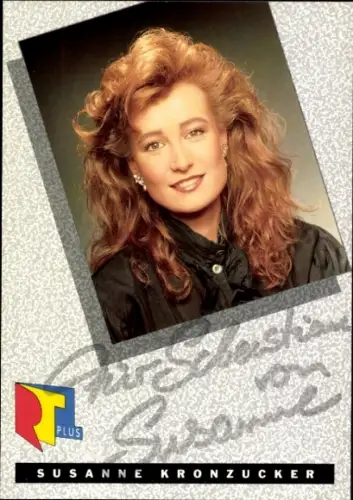 Autogrammkarte Moderatorin Susanne Kronzucker, Portrait, Autogramm