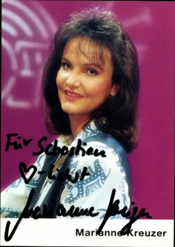 Autogrammkarte Moderatorin Marianne Kreuzer, Portrait, Autogramm