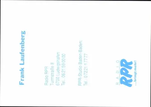 Autogrammkarte Moderator Frank Laufenberg, Portrait, Autogramm