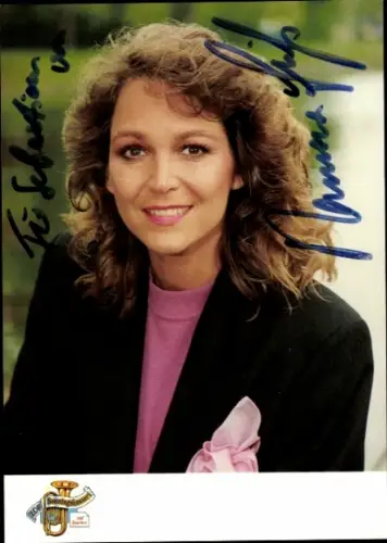 Autogrammkarte Moderatorin Ramona Leib, Portrait, Autogramm