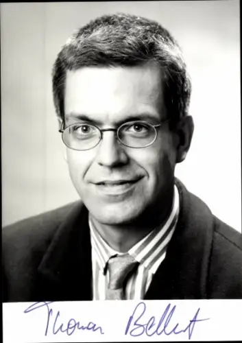 Autogrammkarte Moderator Thomas Bellert, Portrait, Autogramm