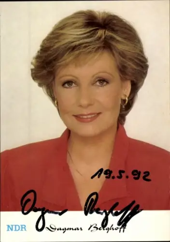 Autogrammkarte Moderatorin Dagmar Berghoff, Portrait, Autogramm