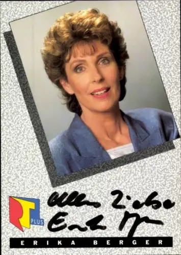 Autogrammkarte Moderatorin Erika Berger, Portrait, Autogramm