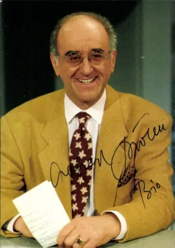 Ak Schauspieler und Moderator Dr. Alfred Biolek, Portrait, Autogramm