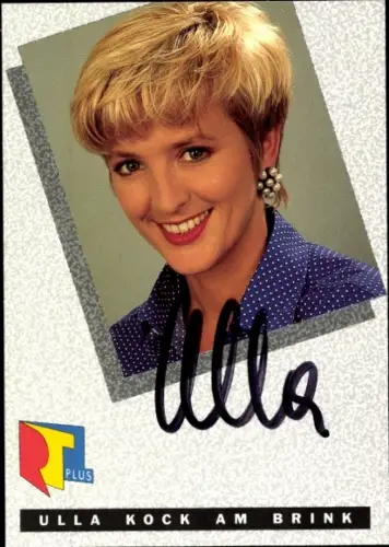 Autogrammkarte Moderatorin Ulla Kock am Brink, Portrait, Autogramm