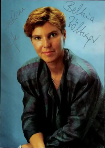 Autogrammkarte Moderatorin Bettina Böttinger, Portrait, Autogramm