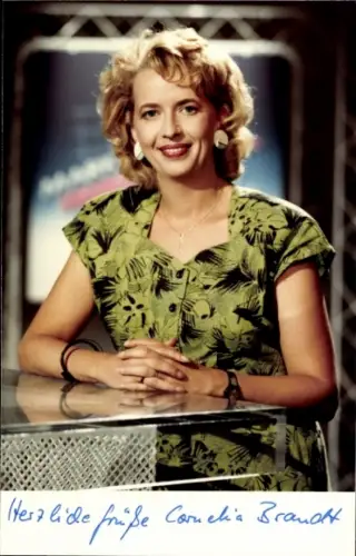Autogrammkarte Moderatorin Cornelia Brandt, Portrait, Autogramm