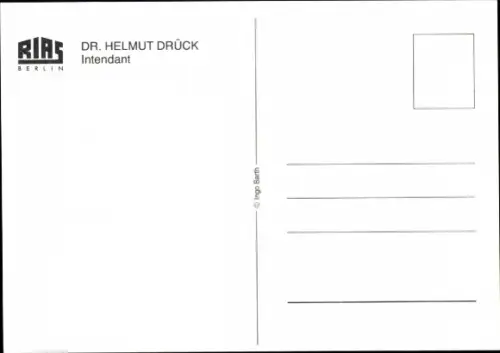 Autogrammkarte Intendant Dr. Helmut Drück, Portrait, Autogramm