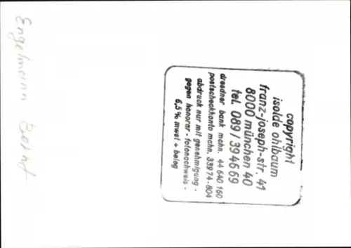 Autogrammkarte Moderator Bernd Engelmann, Portrait, Autogramm