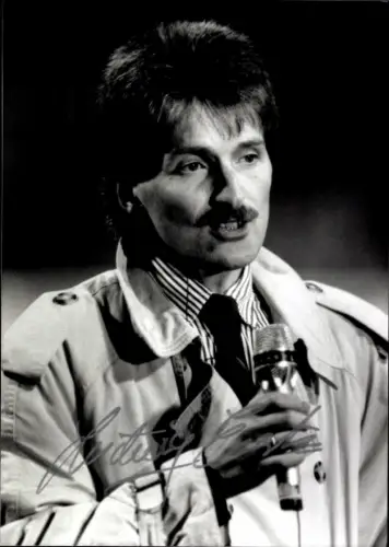 Autogrammkarte Moderator Ludwig Evertz, Portrait, Autogramm