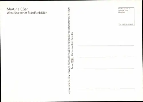 Autogrammkarte Moderatorin Martina Eßer, Portrait, Autogramm