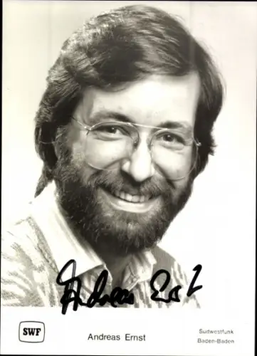 Autogrammkarte Moderator Andreas Ernst, Portrait, Autogramm