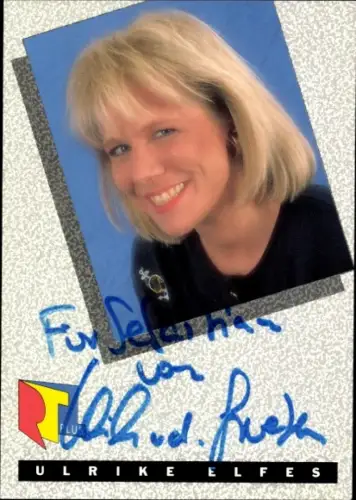 Autogrammkarte Moderatorin Ulrike Elfes, Portrait, Autogramm