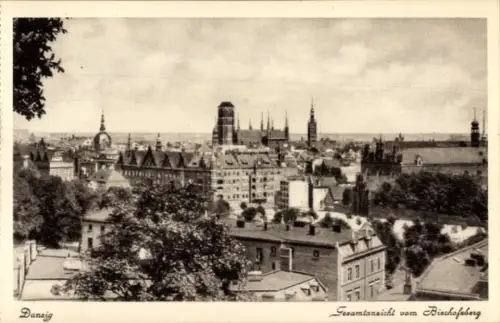 Ak Gdańsk Danzig, Gesamtansicht, Bischofsberg