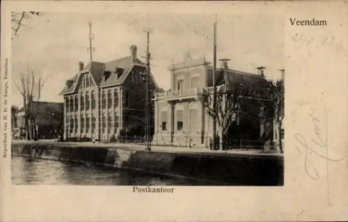 Ak Veendam Groningen Niederlande, Postamt