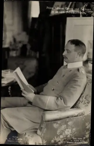Ak Prinz Johann Georg von Sachsen beim Lesen