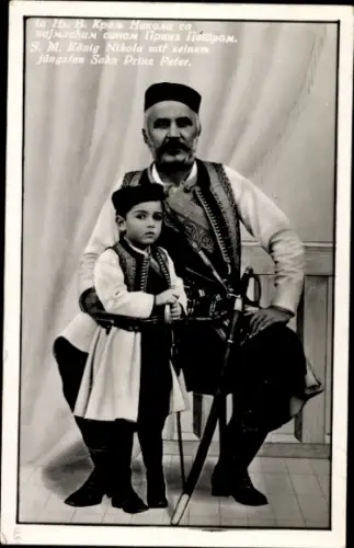Ak König Nikola mit seinem jüngsten Sohn Prinz Peter, Portrait