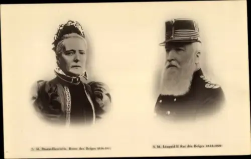 Ak König Leopold II. von Belgien, Marie Henriette von Österreich, Portrait