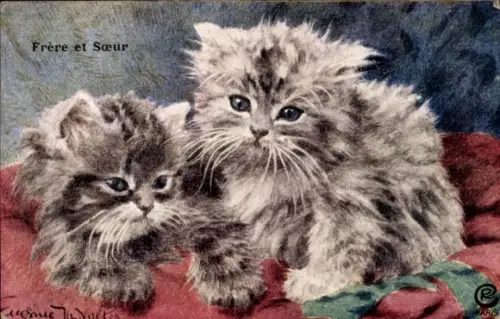 Künstler Ak Zwei junge Katzen, Kätzchen