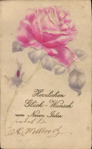 Präge Ak Glückwunsch Neujahr, Rose