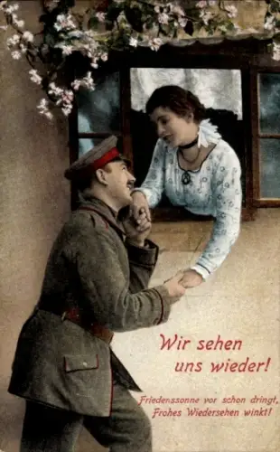 Ak Wir sehen uns wieder, Soldat mit Frau