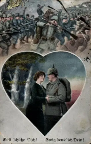 Ak Gott Schütze Dich, Soldat mit Frau