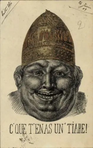 Künstler Ak C'que T'enas un'Tiare, Geistlicher, Karikatur