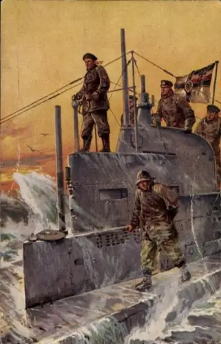 Künstler Ak Stöwer, Willy, Deutsches U Boot, Unterseeboot, Kaiserliche Marine, U-Boot-Spende 1917