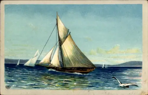 Künstler Ak Seepanorama, Segelboot