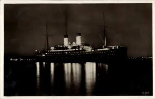 Ak Doppelschrauben Motorschiff Monte Olivia, HSDG, Nachtaufnahme