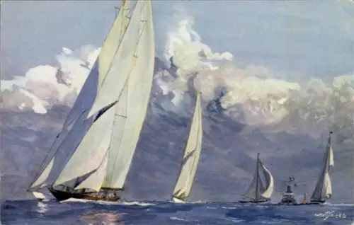 Künstler Ak Sebille, A., Yachts a voile de grande serie en course, Segelboote