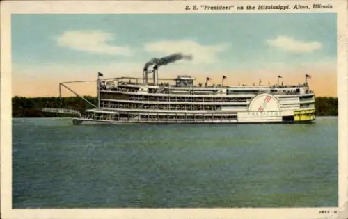 Ak Alton Illinois USA, SS President on the Mississippi