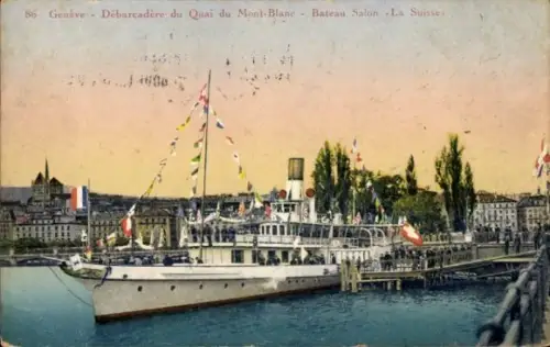 Ak Genf Genf Schweiz, Debarcadere du Quai du Mont Blanc, Salonboot Schweiz