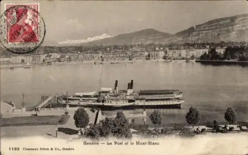 CPA Genève Suisse, Port et le Mont-Blanc