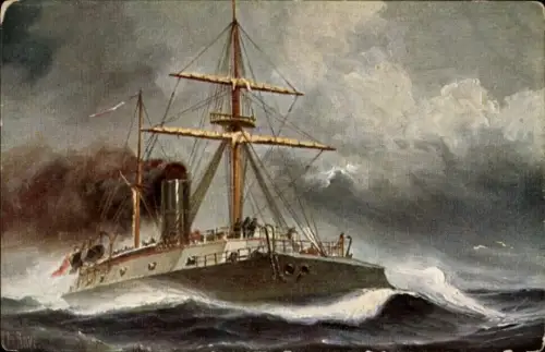 Künstler Ak Rave, Chr.,Marine Galerie 156, Französisches Kriegsschiff, Rochambeau, Panzerkanonenboot