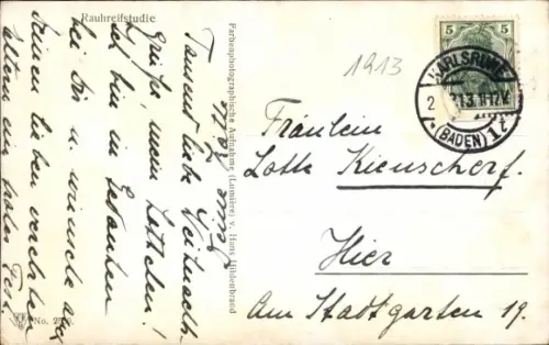 Ak Raureifstudie, Winterlandschaft