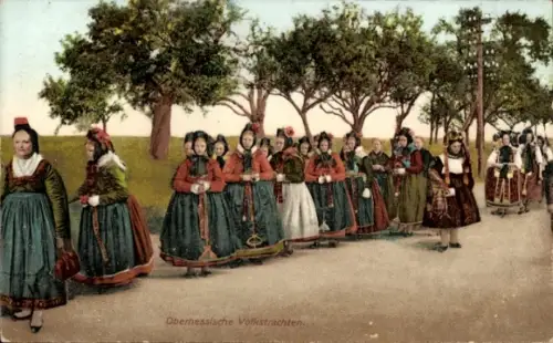 Ak Oberhessische Volkstrachten, Frauen