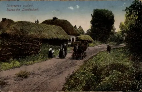 Ak Russische Landschaft, Dorfmotiv