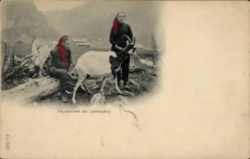 CPA Champéry Canton du Valais, Paysannes