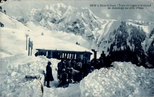 Ak L'hiver à Caux, Train do lugeurs et départ de Bobsleigh