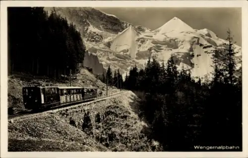 Ak Wengernalp Kanton Bern Schweiz, Wengernalpbahn, Zahnradbahn