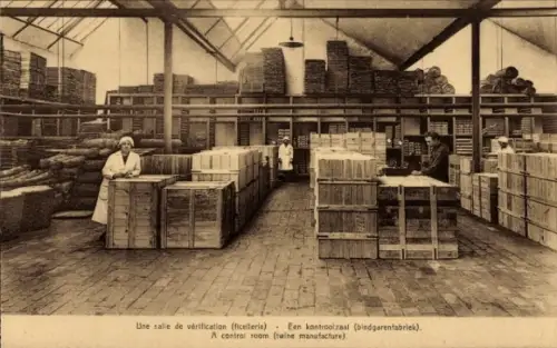 CPA Société Anonyme Flandria, Une salle de vérification, ficellerie