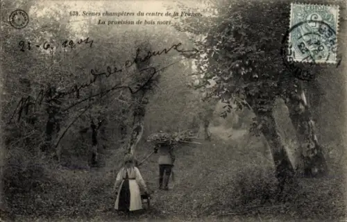 CPA Scenes champêtres du centre de la France, La provision de bois mort