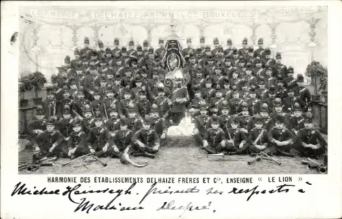 Ak Brüssel, Werksorchester Etablissement Del Haize Freres et Cie., Enseigne Le Lion