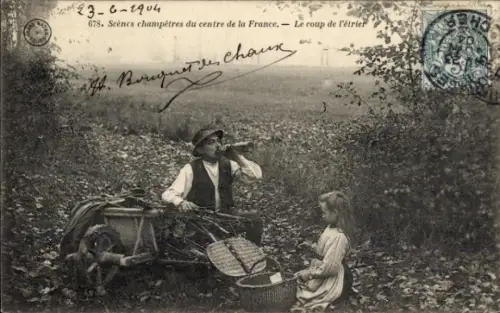 CPA Scènes champêtres du centre de la France, Le coup de l'étrier