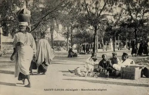 Ak Saint Louis Senegal, Afrikanische Straßenverkäufer